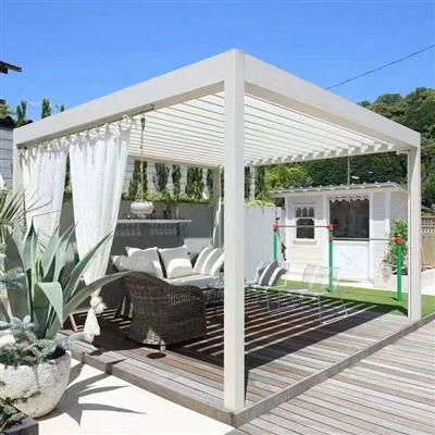 Pergola Berbingkai Logam dengan Kisi-kisi Matahari Elektrik
